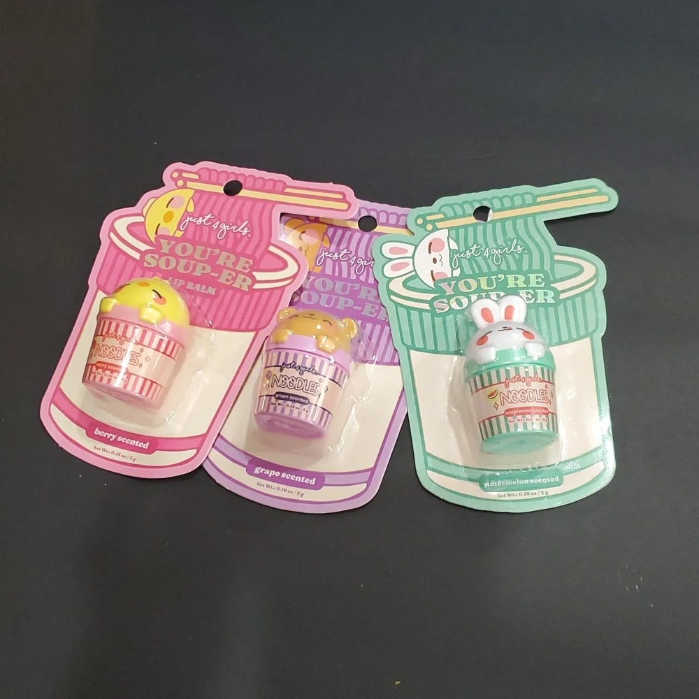 3pack you're‎ soup-er noodle themed berry grape and watermelon scented lip balms